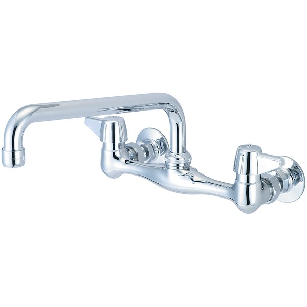 Two Handle Wallmount Kitchen Faucet, NPT, Wallmount, Polished Chrome, Flow Rate (GPM): 1.5